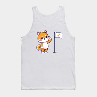 Cute Shiba Inu Respect Bone Flag Cartoon Tank Top